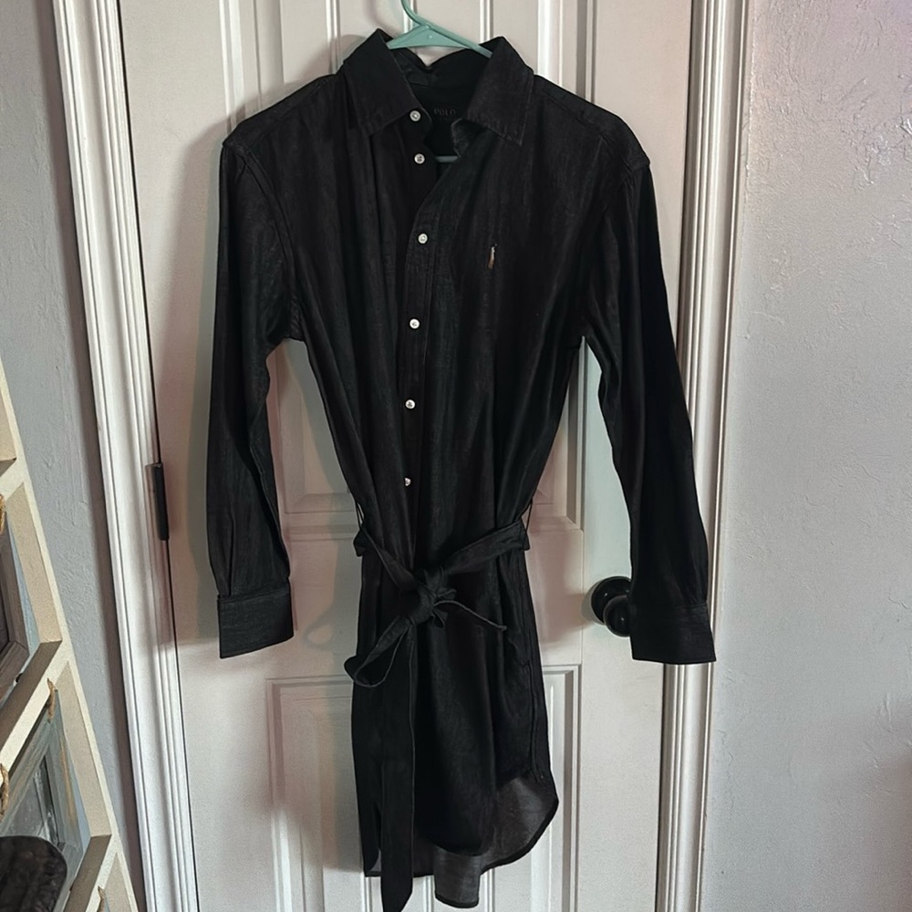 POLO RALPH LAUREN black denim dress with belt NWT size 2